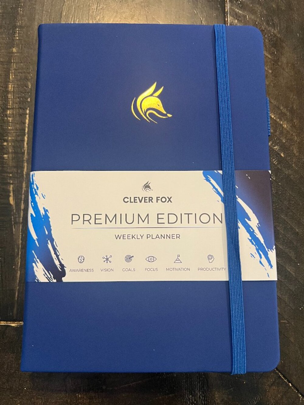 Clever Fox Premium Edition Weekly Planner - Blue with Gold Fox Logo